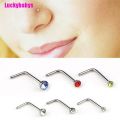 Luckybabys 60PCS/Set Stainless Steel CZ Crystal L Shape Nose Ring Body Stud.