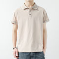 Shen Geng men's solid color short sleeve polo shirt men's Korean version of the lapel light mature casual paul shirt summer half sleeve t-shirt men.