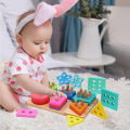 Wooden Montessori Children's Set of Six Column Numeric Puzzle Classification Shape Stacking Game Preschool Toys.