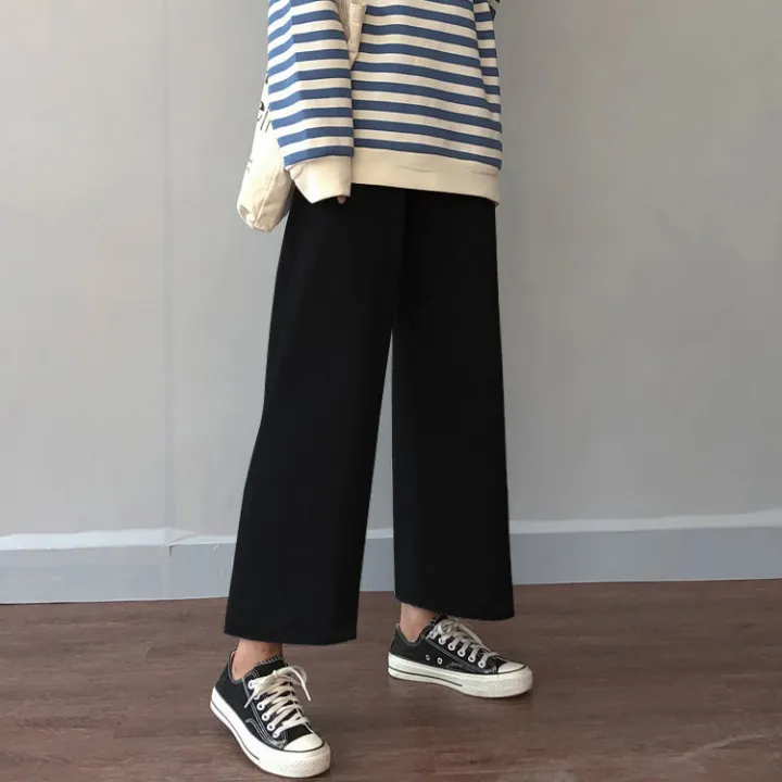 Cusual%20Pants%20Women%20Summer%20Ankle-length%20Loose%20Wide%20Leg%20Elastic%20High%20Waist%20Oversize%20Black%20Simple%20Comfortable%20Elegant%20Ladies%20Chic%20BQ%20-%20Image%202