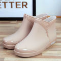 Rain Boots for Women Rain Shoes Women Low-Top Anti-Slip Waterproof Mid-Calf Cotton Rain Boots Korean Fashion Cute All-Match Rain Boots.