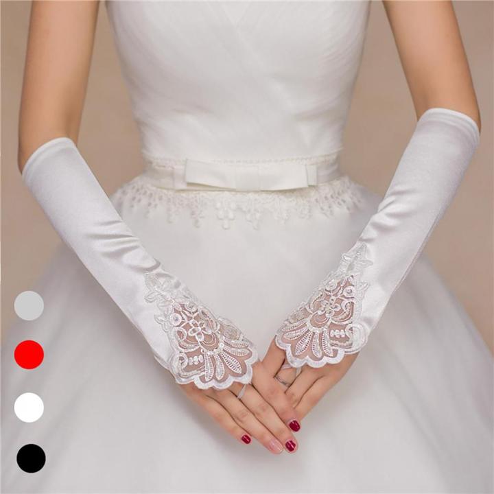 Fingerless Wedding Marriage Embroidery Gloves for Women - Hand Gloves For Women