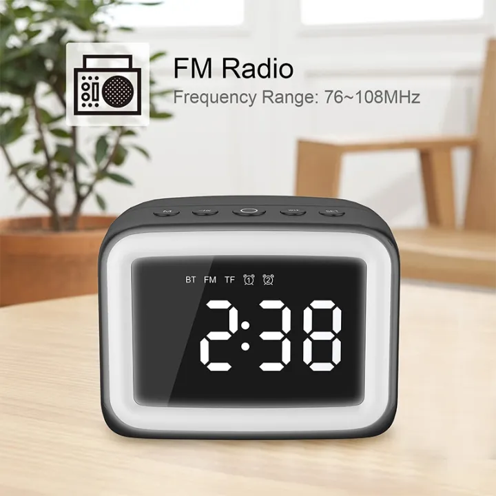 AEC%20BT-511%20Mini%20LED%20HD%20Mirror%20Bluetooth%20Speaker,%20Support%2032GB%20TF%20Card%20&%203.5mm%20AUX%20&%20Dual%20Alarm%20Clock%20&%20Real-time%20Temperature%20&%20Hands-free%20Calling(White)%20-%20Image%204