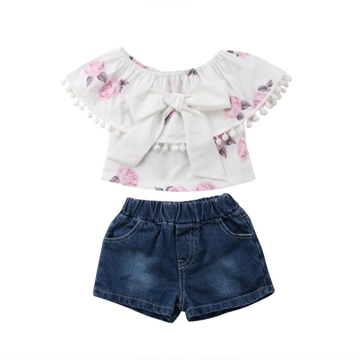 Baby%20Girl%20Floral%20Tassel%20Tops%20Denim%20Shorts%20Pants%20Jeans%20Summer%202Pcs%20Sets%20Sunsuit%20-%20Image%208