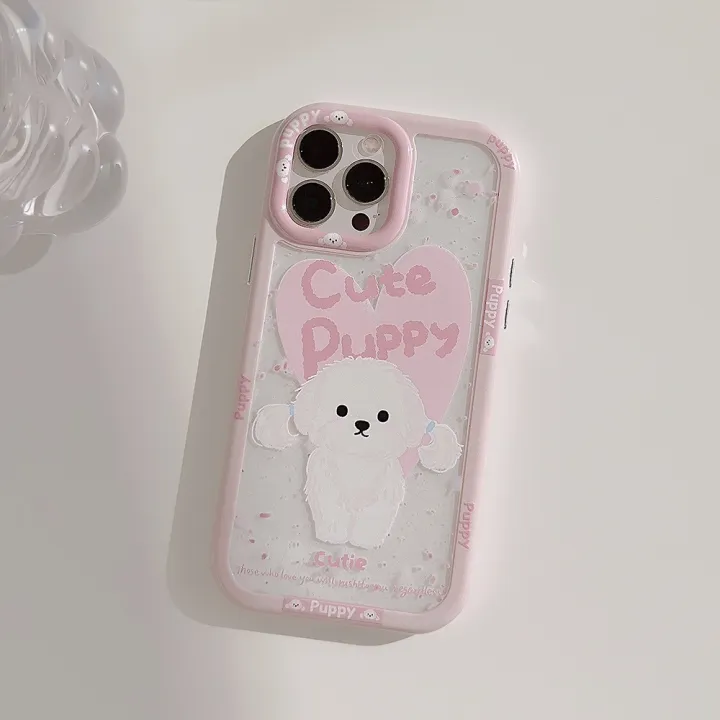Sroof%20Case%20For%20iPhone%2011%2012%2013%2014%2015%2016%20Pro%20Max%20Korean%20Girls%20Pink%20Cute%20Puppy%20Shockproof%20Silicone%20Soft%20Phone%20Case%20Back%20Cover%20-%20Image%205