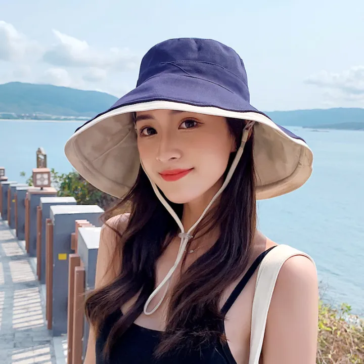 Big%20Brim%20Fisherman%20Hat%20Women's%20Summer%20UV-Proof%20Sun%20Hat%20Women's%20Korean-Style%20Trendy%20Sun-Proof%20Face%20Covering%20Japanese%20Style%20All-Matching%20-%20Image%202