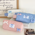 Pink Pencil Case Lightweight Large Capacity Kawaii Pencil Bag Bow Design Quilted Stationery Pouch for Girls Students Travel. 