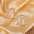 Moon Cat  Pearls Hijab pin for Girls and Women's. 