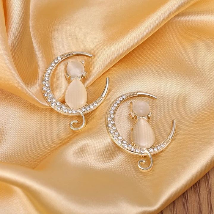 Moon Cat  Pearls Hijab pin for Girls and Women's
