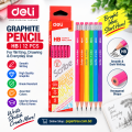 Deli EU50900 Graphite Pencil HB Assorted Colors 12 Pcs Pack for Writing & Drawing.