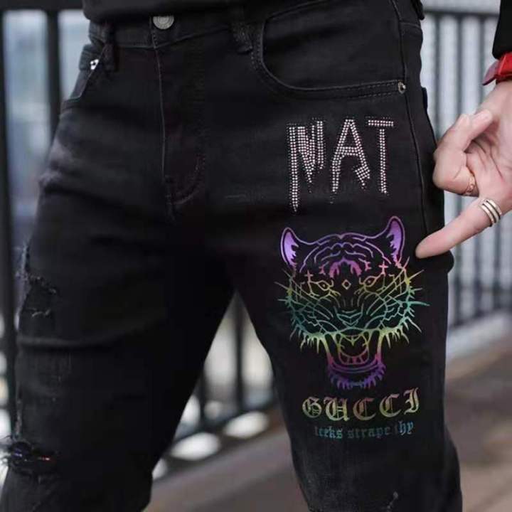 Men's%20Autumn%20New%20European%20Station%20Personality%20Trend%20Head%20Print%20Rhinestone%20Casual%20Ankle%20Banded%20Pants%20Denim%20Trousers%20Men%20-%20Image%208