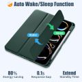 New Compatible with iPad Pro 11 Inch Case (M4, 5th Gen 2024) with Pencil Holder, Smart Cover with Protective Trifold Stand & Soft TPU Back, Auto Wake/Sleep, Support Pencil Pro, Black - Dark Blue - Green. 