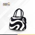 Lunch Carry Bag, Cotton Fabric, Black & White, (9.5″x7.5″x5″). 