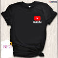 YouTube Black Cotton Short Sleeves T-Shirt for Men YouTube Logo - Classic YouTube Design - Easy to Use And Maintain - Stylish Black T-shirt.