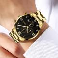 Geneva Fashion Mens Watches Waterproof Stainless Steel Luxury Gold Wristwatch Men Analog Quartz Business Watch Chronograph Calendar Clock Relo for men. 
