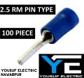 Cable Lug 2-2.5 Rm Terminal pin type Lugs insulated Connector Clip 2.5 Rm Copper 100 Piece Pack. 