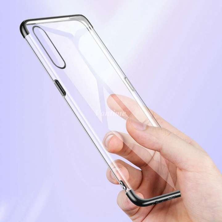 For Samsung Galaxy A50 /A50S /A30S - Clear Laser Plating Transparent Hard Ultra Thin Back Cover Blue