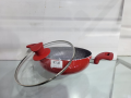Non Stick Wok 22cm With Glass Lid Red Color – ONW22R.