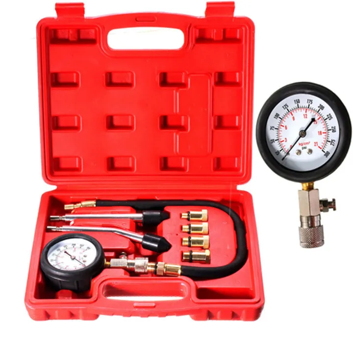 8pcs Motor Auto Petrol Engine Cylinder Pressure Gauge Diagnostic Tool Compression Tester Set Rapid Type Tester Kit Car Tools Petrol Gas Engine Cylinder Compressor Gauge Meter