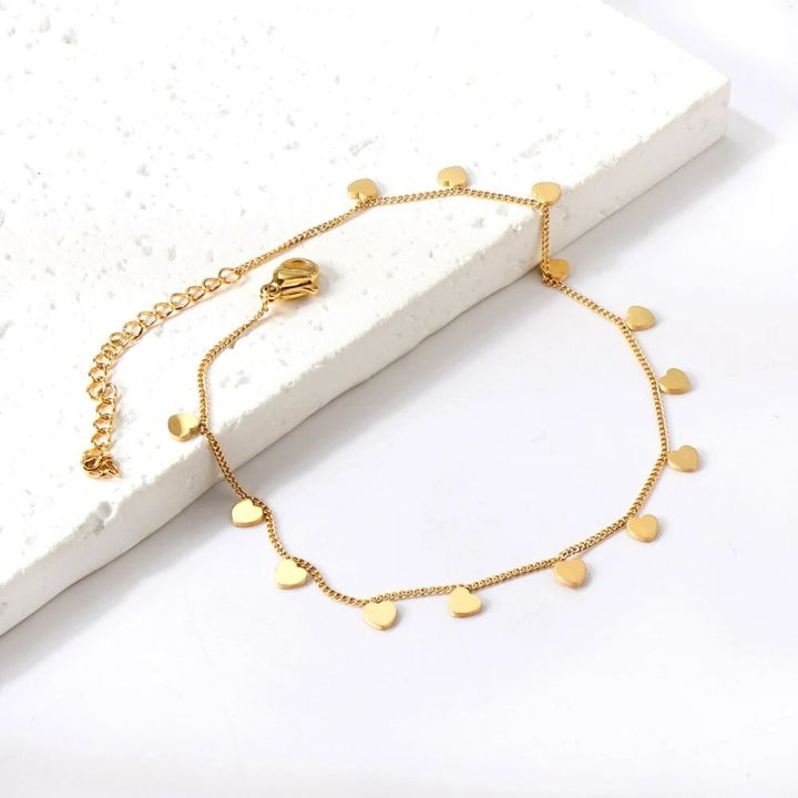 LUXUSTEEL%20Women%20Mini%20Heart%20Shape%20Charms%20Anklets%20Stainless%20Steel%20Leg%20Chains%20Ankle%20Beach%20Foot%20Jewelry%20Holidays%20Accessories%20-%20Image%203