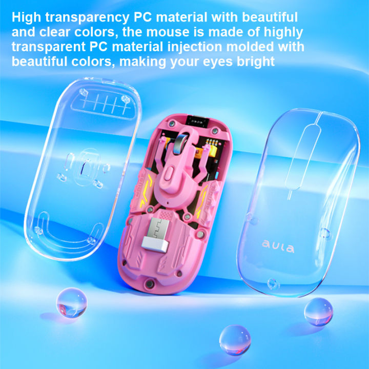 AULA%20AM210%20Bluetooth%20Mouse%20Dual%20mode%20Transparent%20Shell%20Type-C%20Charging%20Seven%20Lights%20Effect%20Third%20Gear%20Adjustable%20DPI%20-%20Image%205