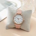 Women's Watch Casual Round Pointer Quartz Watch Textured Dial Analog PU Leather Wrist Watch.