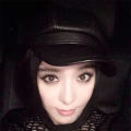 Bingbing Fan Ye with the new autumn PU leather simple beret painter hat solid color leather octagonal hat female.