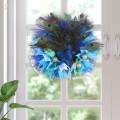 Artificial Peacock Feathers Wreath 47cm Fireplace Simulation Feather Garland. 