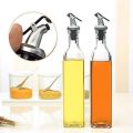 500ml Glass Oil Dispenser Bottle for Kitchen Stainless Steel Leak-Proof Cork Transparent Oil Pourer and Holder. 