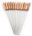 12Pcs Stainless Steel Barbecue Stick with Wooden Handle. 