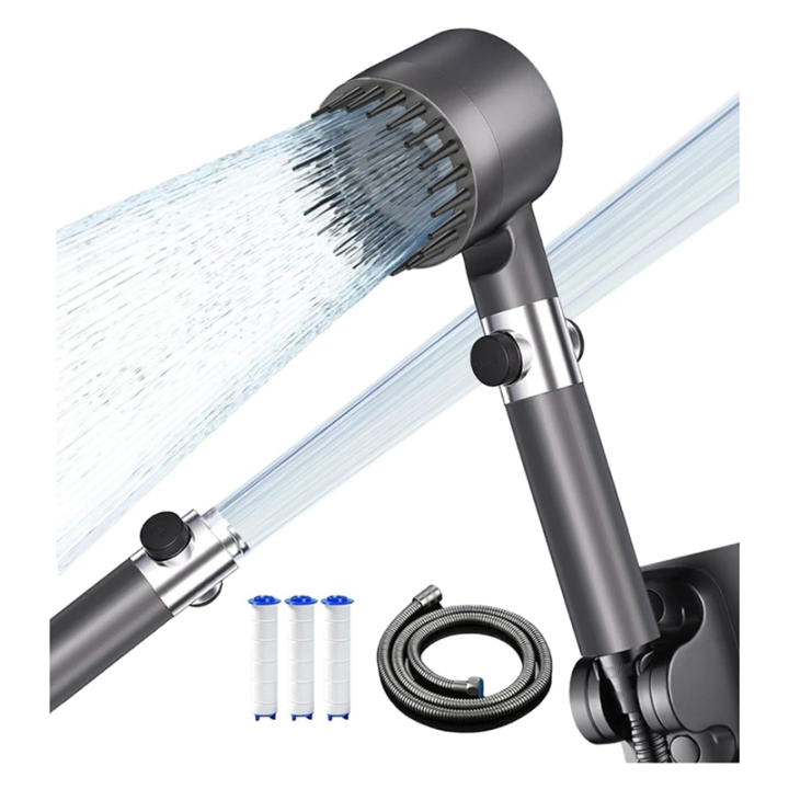 High Pressure Shower with On/Off Switch Shower Head 4 SprayMode with ...