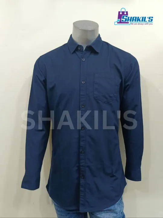 Oxford%20Cotton%20Men's%20Full%20Sleeve%20solid%20color%20Shirt-%20Navy%20Blue%20Color%20-%20Image%204