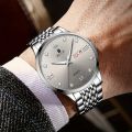 RUIGE Men's Quartz Watch With Steel Strap, Fashionable Waterproof Night Light Casual Multi-Functional Wristwatch.