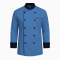 Double-Breasted Micro Twill Chef Coat – Stylish Mandarin Collar Design.