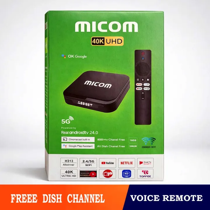 Micom Android Box MICOM 40K UHD Android TV Box – Real Android TV 24.0, 2GB RAM, 16GB ROM ...