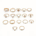 Hypoallergenic Alloy & Silver/Gold Plated 17-Piece Vintage & Bohemian Stackable Finger Ring Set – Stylish Jewellery for Women and Girls.
