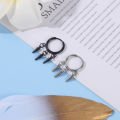 ZS 1PC Punk Black Dangle Earring Stainless Steel Tassel Chain Earring Men Women Korean Ear Clip Piercing Boy Drop Earring. 