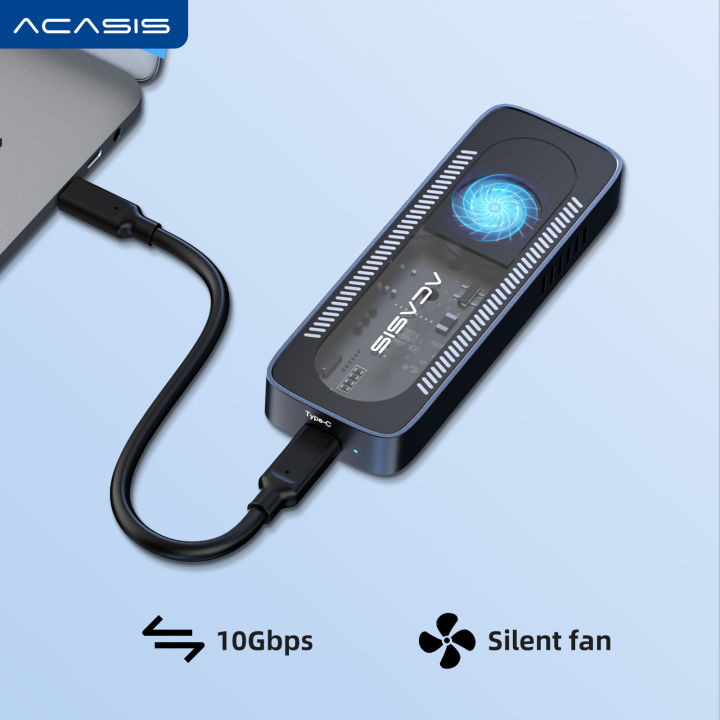 ACASIS 10Gbps USB NVME SSD Enclosure Case For 2280/60/42/30 Small  Size Built In Fan Version Case SSD