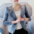 OIMG Women Denim Jackets Casual Slim Pearl. 