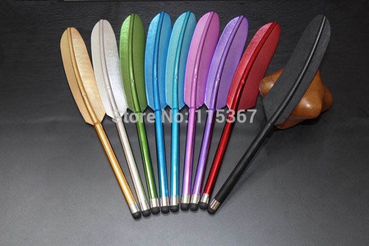 2Pcs/Lot Feather Capacitive Stylus Touch Screen Pen For Iphone 5 4S 4 Samsung S4 Tablet PC Novelty Item DP0005