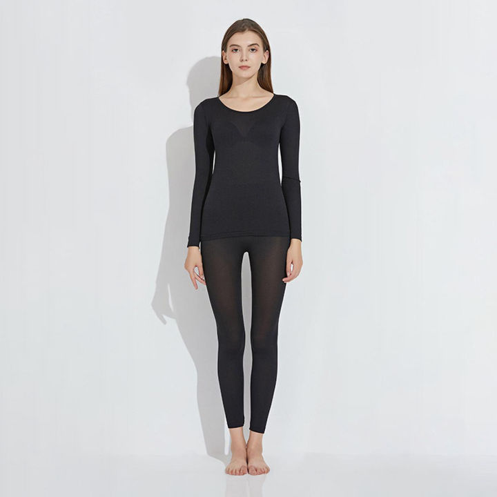 Seamless Elastic Thermal Underwear Set for Women – Top and Bottom