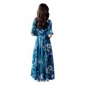 Women Floral Long Dress 2023 Casual Fashion Chiffon A Line V Neck Short Sleeve Dress Summer Elegant Fashion Comfortable Dresses. 