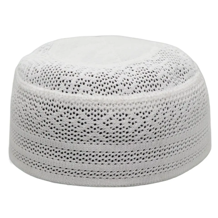 White Net High Quality Cotton Prayer Tupi-1pc