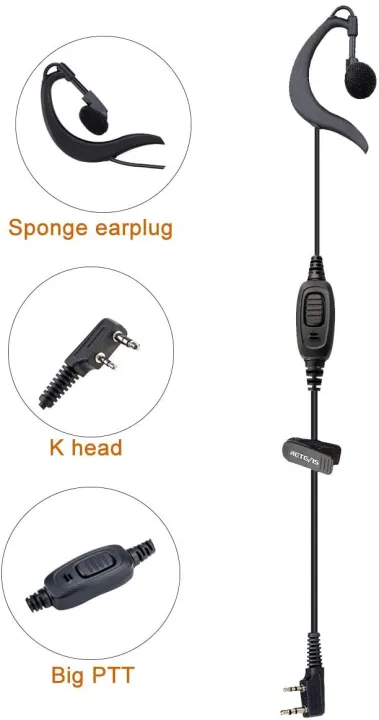 Retevis%20RT-5R%202%20Way%20Radio%20Earpiece%20with%20Mic,%20G%20Shape%20Ear%20Hook%20Headset%20for%20Retevis%20RT22%20H-777%20UV-5R%20Arcshell%20AR-5%20%20(1%20Pack)%20-%20Image%202