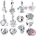 Pet Paw Print Bone Dangle Charm Authentic 925 Sterling Silver Bead Fit Original Pandora Bracelet Necklace Jewelry For Women.