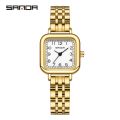 SANDA Women's Watch Luxury Square Pointer Quartz Watch WR Fashion Analog Stainless Steel Wrist Watch.