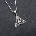 New domineering viking jewelry triangle symbol stainless steel pendant necklace pendant submythology necklace men's necklace.
