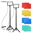 Andoer 2pcs USB LED Video Light Kit Photography Lighting 3200K-5600K 120pcs Beads 14-level Dimmable - black. 