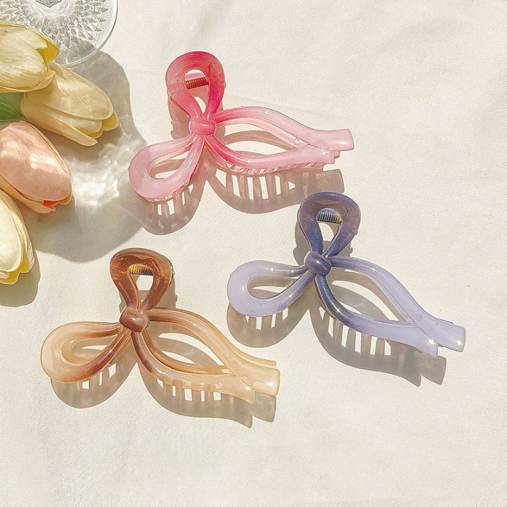 %E3%80%90Shop%20the%20Latest%20Trends%E3%80%91%2013cm%20Fashion%20Hair%20Claw%20Clip%20Solid%20Color%20Hollow%20Streamer%20Plastic%20Hair%20Claw%20Clip%20Hairpin%20Accessories%20For%20Women%20Girls%20Bayline%20-%20Image%203