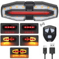 USB Rechargeable Bike Tail Light with Turn Signals Wireless Remote Control Bicycle Rear Light for Night Riding. 